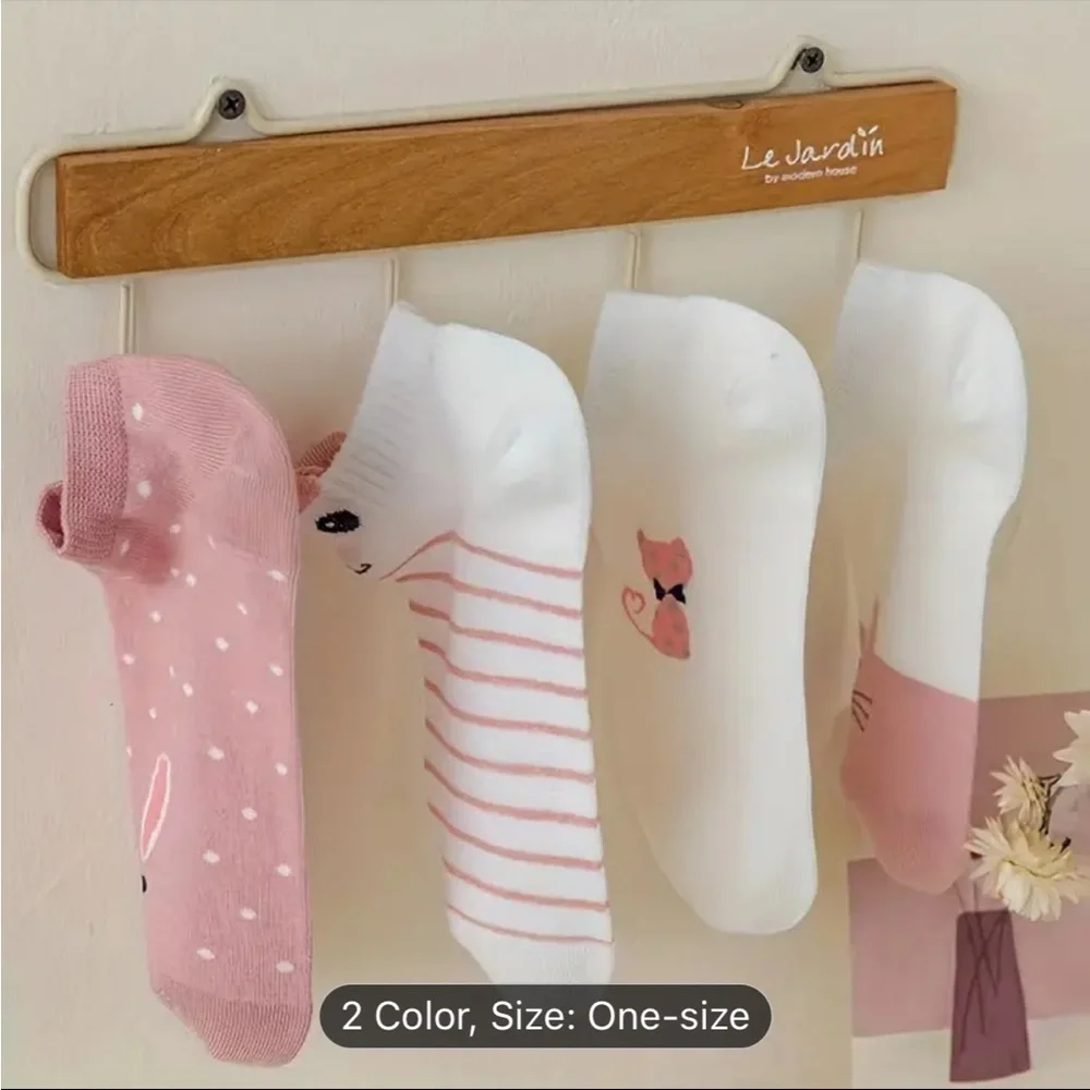 5 Pairs Cute Cat Print Short Socks,‎ NWT